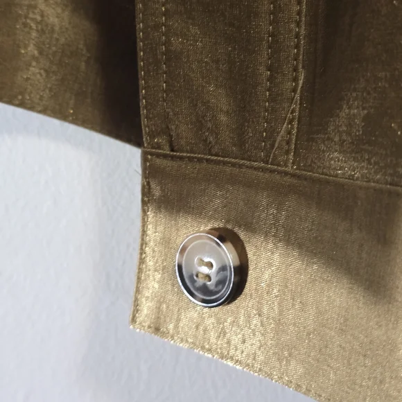 French Connection Metallic Gold Button-Front Jean Jacket - Picture 4 of 8